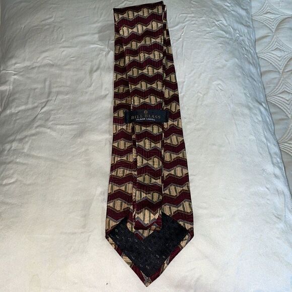Bill Blass Black Label maroon & cream silk tie - Picture 3 of 6